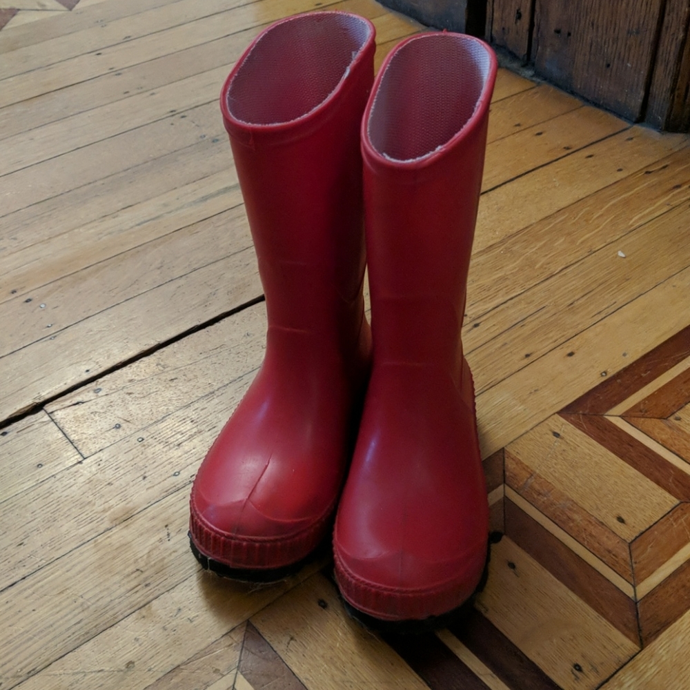 Red rain boots